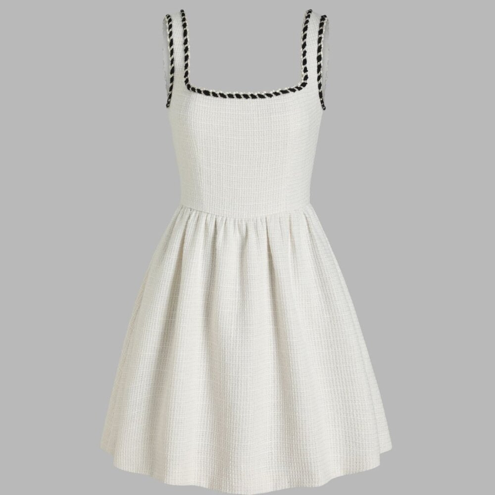 Cider Tweed U-neckline Solid Mini Dress